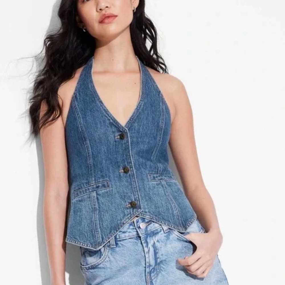 wild fable Blue Denim Halter Vest